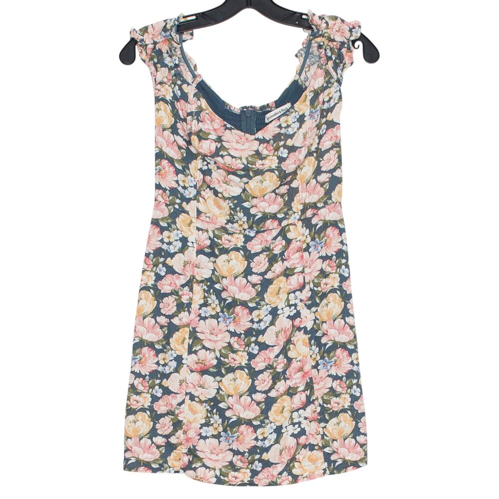 Abercrombie Floral Mini Dress Linen Blend S Coquette Cottagecore Fairy Babydoll